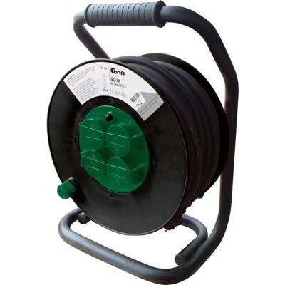 Fortis Kunststoff-Kabeltrommel - 40m, Neopren, Hochfestes Kunststoff, Stabiles Gestell - Kabeltrommel Fortis Kunststoff-Kabeltrommel - 40m, Neopren, Hochfestes Kunststoff, Stabiles Gestell - Kabeltrommel