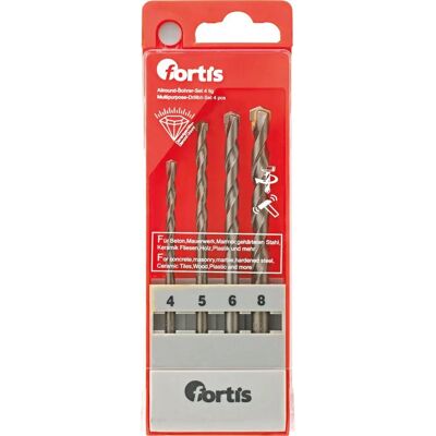 Juego de brocas Fortis 5 piezas - 4-10mm - Multiuso Juego de brocas Fortis 5 piezas - 4-10mm - Multiuso