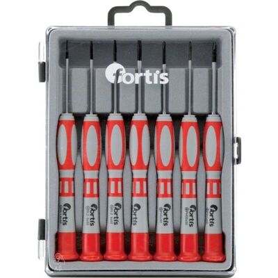 Fortis - Juego de Destornilladores - Mango ergonómico multifuncional - Láminas de acero cromo vanadio - Incluye Phillips y planos - Caja plástica Fortis - Juego de Destornilladores - Mango ergonómico multifuncional - Láminas de acero cromo vanadio - Incluye Phillips y planos - Caja plástica