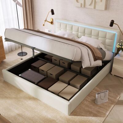 WISHDOR - Letto contenitore 180x200 cm - Blanco - PU - Bed WISHDOR - Letto contenitore 180x200 cm - Blanco - PU - Bed