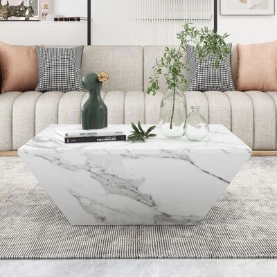 WISHDOR - Mesa de café trapezoidal 70x70x37 - Blanco WISHDOR - Mesa de café trapezoidal 70x70x37 - Blanco