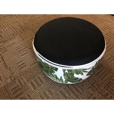 Primaster - Inflatable Pouf - Weiß mit grünen Blättern - Pouf Primaster - Inflatable Pouf - Weiß mit grünen Blättern - Pouf
