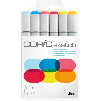 Set di Marcatori Multicolore Copic - Punta Doppia - Tipo Sketch - 6 pezzi Set di Marcatori Multicolore Copic - Punta Doppia - Tipo Sketch - 6 pezzi