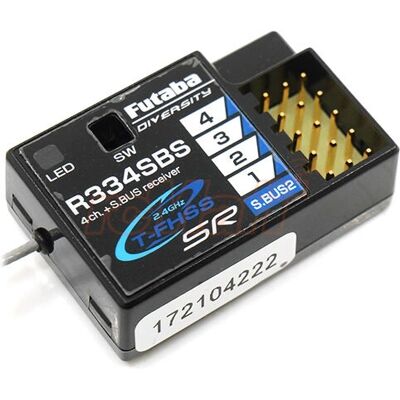 Ricetrasmettitore Futaba R334SBS a 4 canali T-FHSS - Accessorio per modelli RC Ricetrasmettitore Futaba R334SBS a 4 canali T-FHSS - Accessorio per modelli RC