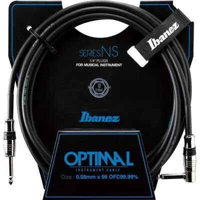 Ibanez NS10L Black 3m Straight - Angled Instrument Cable - Guitar Ibanez NS10L Black 3m Straight - Angled Instrument Cable - Guitar