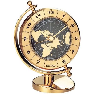 Seiko QHG106G - Orologio da camino - Oro - Ora mondiale Seiko QHG106G - Orologio da camino - Oro - Ora mondiale