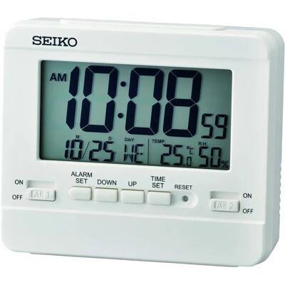 Réveil Seiko QHL086W avec Thermomètre et Hygromètre Réveil Seiko QHL086W avec Thermomètre et Hygromètre