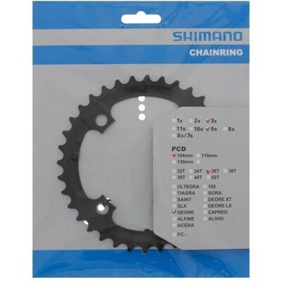 Koronka łańcuchowa Shimano Deore FCM590 9-biegowa - Czarna Koronka łańcuchowa Shimano Deore FCM590 9-biegowa - Czarna
