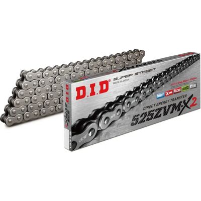 Corrente de aço D.I.D 525ZVM-X2 - Transmissão reforçada para motos Corrente de aço D.I.D 525ZVM-X2 - Transmissão reforçada para motos