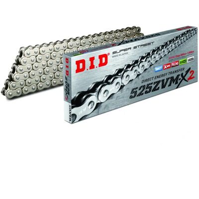 DID Silver Motorcycle Chain - 525ZVMX2/110 - High-Strength, Durable DID Silver Motorcycle Chain - 525ZVMX2/110 - High-Strength, Durable