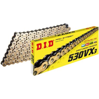 DID 530VX3 - Schwarze & Goldene Kette - 100 Glieder - Motorradkette DID 530VX3 - Schwarze & Goldene Kette - 100 Glieder - Motorradkette
