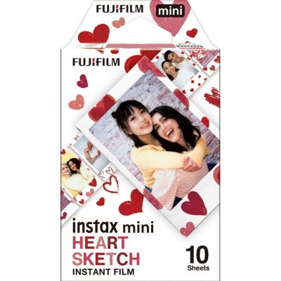 Fujifilm - Instax Mini Heart Sketch - 10 Pack - Film Fujifilm - Instax Mini Heart Sketch - 10 Pack - Film