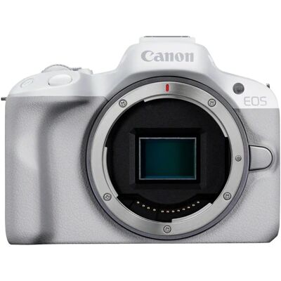 Cámara digital compacta blanca Canon R50 con 24,2 MP y video 4K Cámara digital compacta blanca Canon R50 con 24,2 MP y video 4K
