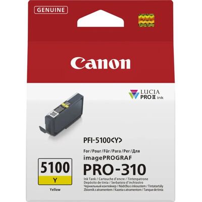 Canon PFI-5100 Y mustepatruuna - Keltainen - for imagePROGRAF PRO-310 Canon PFI-5100 Y mustepatruuna - Keltainen - for imagePROGRAF PRO-310