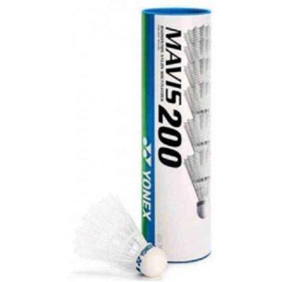 YONEX Mavis 200 - Vita plastbadmintonflygor - 6 stycken YONEX Mavis 200 - Vita plastbadmintonflygor - 6 stycken