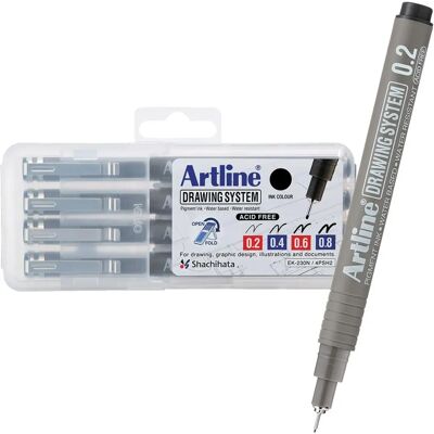 Artline Fineliner Système de Dessin - Noir - Set de fineliners avec pointes 0,2-0,8mm - Publicité Artline Fineliner Système de Dessin - Noir - Set de fineliners avec pointes 0,2-0,8mm - Publicité