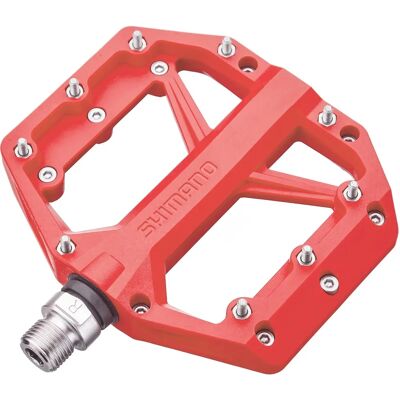 Shimano PD-GR400 Pedales plats MTB - Rouge - MTB - Publicité Shimano PD-GR400 Pedales plats MTB - Rouge - MTB - Publicité