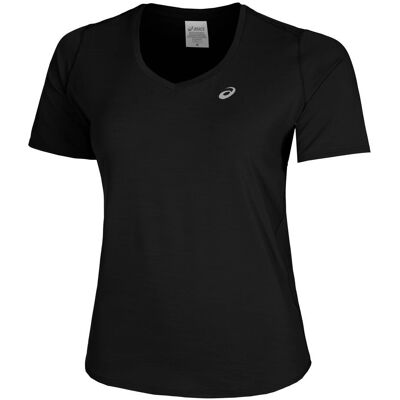 ASICS Laufshirt ROAD V-NECK SS TOP - Damen - Schwarz - Gr. M ASICS Laufshirt ROAD V-NECK SS TOP - Damen - Schwarz - Gr. M