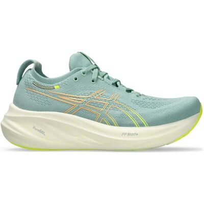 ASICS Gel Nimbus 26 Licht Celadon / Veilig Geel Dames - Hardloopschoenen ASICS Gel Nimbus 26 Licht Celadon / Veilig Geel Dames - Hardloopschoenen
