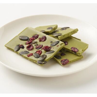 MUJI - Matcha Chocolat blanc - Canneberges - Graines de citrouille - Chocolat - Publicité MUJI - Matcha Chocolat blanc - Canneberges - Graines de citrouille - Chocolat - Publicité