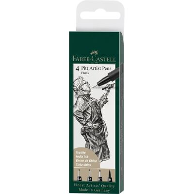 Faber Art & Graphic Pitt Artist Pen India Ink - Zwart - Wallet van 4 - Kunst en Handwerk Faber Art & Graphic Pitt Artist Pen India Ink - Zwart - Wallet van 4 - Kunst en Handwerk