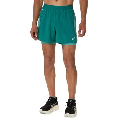 ASICS Regensee/ Hellblau 2-in-1 Laufshorts XL ASICS Regensee/ Hellblau 2-in-1 Laufshorts XL