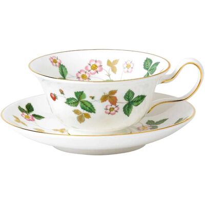 Taza y Platillo de Porcelana de Hueso Fina Wild Strawberry Peony de Wedgwood Taza y Platillo de Porcelana de Hueso Fina Wild Strawberry Peony de Wedgwood