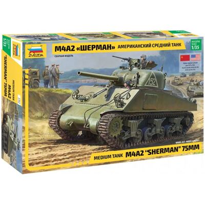 Zvezda M4A2 Sherman 75MM Modellset - Militär Modell Zvezda M4A2 Sherman 75MM Modellset - Militär Modell