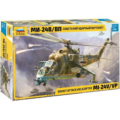 Kit modello elicottero Mil Mi-24V/VP Zvezda - Scala 1:48 Kit modello elicottero Mil Mi-24V/VP Zvezda - Scala 1:48