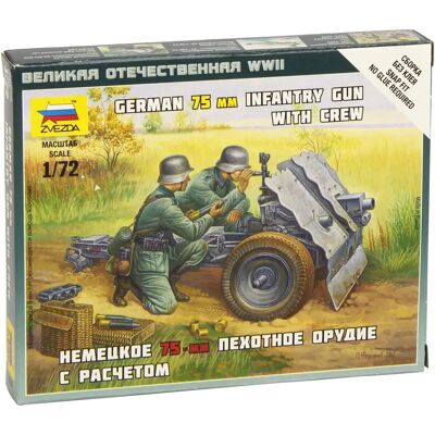 Zvezda 1:72 Deutsches 75mm Kanone Militärmodellbausatz Zvezda 1:72 Deutsches 75mm Kanone Militärmodellbausatz