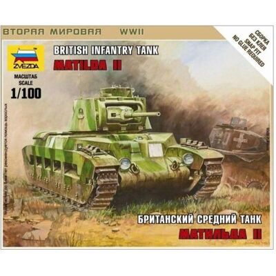 Kit modello britannico Matilda tank Mk.1 Zvezda - Modellino militare, 1:100 Kit modello britannico Matilda tank Mk.1 Zvezda - Modellino militare, 1:100