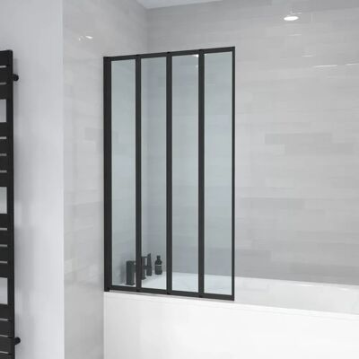 Nes Home - 800x1400 mm 4 Fold - Black Frame - Shower Screen Nes Home - 800x1400 mm 4 Fold - Black Frame - Shower Screen