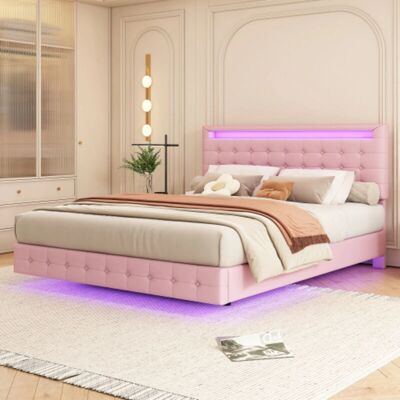 OKWISH 140x200 Rosa LED ambiente cama regulable en altura OKWISH 140x200 Rosa LED ambiente cama regulable en altura