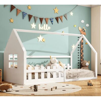 HAUSS SPOLE - Loft Bed House - Blanco - 90x200 cm - Pine MDF HAUSS SPOLE - Loft Bed House - Blanco - 90x200 cm - Pine MDF