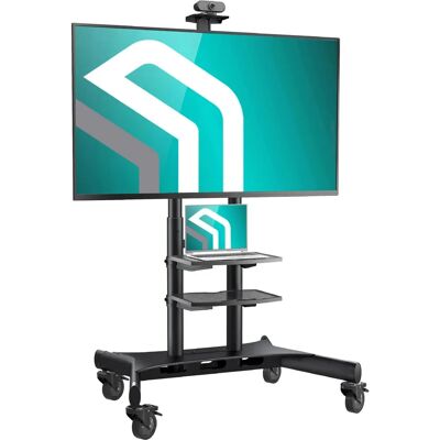 Support TV mobile Onkron avec roues - Réglable en hauteur 50-86 pouces - VESA 800x500 - Supporte 90,9 kg - Publicité Support TV mobile Onkron avec roues - Réglable en hauteur 50-86 pouces - VESA 800x500 - Supporte 90,9 kg - Publicité