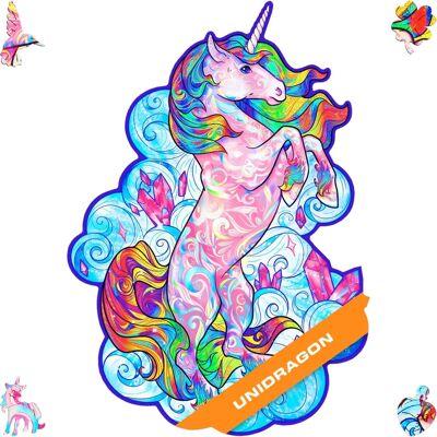 Unidragon Inspirující Jednorožec Puzzle - 195 dílků, Dřevo, M Unidragon Inspirující Jednorožec Puzzle - 195 dílků, Dřevo, M