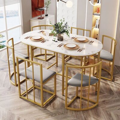 REDOM - Set tavolo da pranzo 6 sedie - Blanco - Dining Set REDOM - Set tavolo da pranzo 6 sedie - Blanco - Dining Set