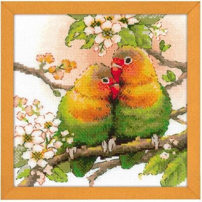 buttinette Kit de bordado - Loros/pájaros de amor - Blanco - Kit de bordado buttinette Kit de bordado - Loros/pájaros de amor - Blanco - Kit de bordado