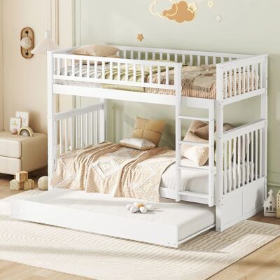 OKWISH - Letti a castello 90x200 cm - Blanco - Litera OKWISH - Letti a castello 90x200 cm - Blanco - Litera