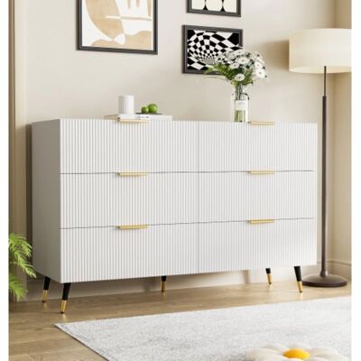 OKWISH Sideboard 120 cm ancho, 77 cm alto, 6 cajones OKWISH Sideboard 120 cm ancho, 77 cm alto, 6 cajones