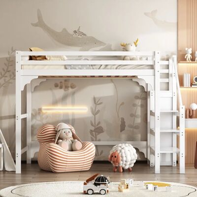 WISHDOR - Cama loft - 140x200 - Blanco WISHDOR - Cama loft - 140x200 - Blanco