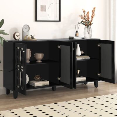 MODFU Credenza - Negro - 4 puertas - 160x40x84 cm Sideboard MODFU Credenza - Negro - 4 puertas - 160x40x84 cm Sideboard