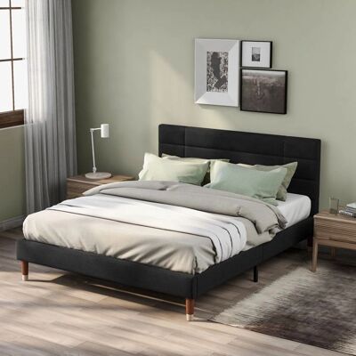 WISHDOR cama 140x200 terciopelo negro WISHDOR cama 140x200 terciopelo negro