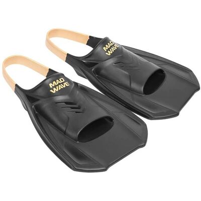 Mad Wave Tri Open Heel Training Fins - Adult Unisex Black UK 31-32 Mad Wave Tri Open Heel Training Fins - Adult Unisex Black UK 31-32