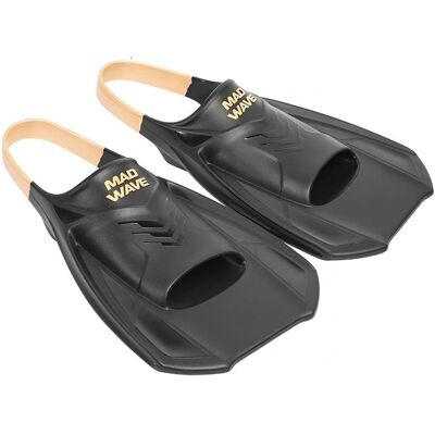 Aletas de entrenamiento Mad Wave Tri con talón abierto - Adultos - Negro - Equipo de natación Aletas de entrenamiento Mad Wave Tri con talón abierto - Adultos - Negro - Equipo de natación