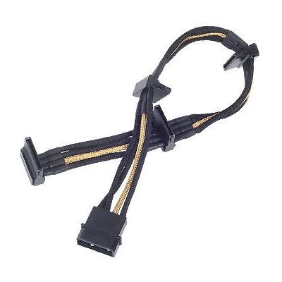 Strömförlängningskabel från Silverstone - Svart/Guld - 4-pin till SATA - 300mm Strömförlängningskabel från Silverstone - Svart/Guld - 4-pin till SATA - 300mm