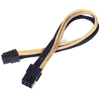 Silverstone Stromverlängerungskabel - 25cm - Schwarz/Gold Silverstone Stromverlängerungskabel - 25cm - Schwarz/Gold
