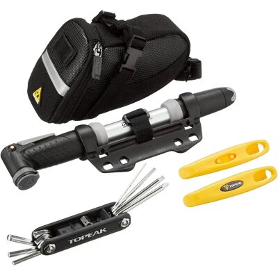 Kit d'accessoires de cyclisme Topeak Deluxe - Multitool, pompe, leviers, sacoche selle Kit d'accessoires de cyclisme Topeak Deluxe - Multitool, pompe, leviers, sacoche selle