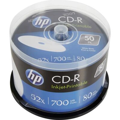 CD imprimable HP CRE00017WIP 700MB 52x - 50 disques CD imprimable HP CRE00017WIP 700MB 52x - 50 disques