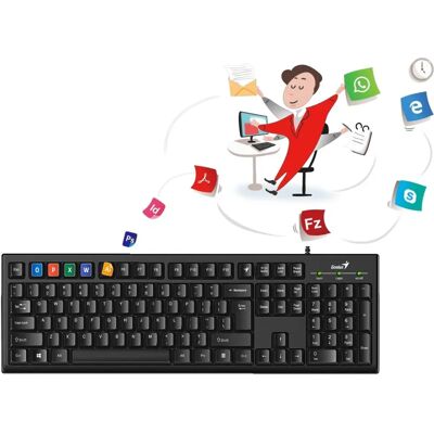 Klawiatura USB przewodowa Genius KB-100 - Czarna Klawiatura USB przewodowa Genius KB-100 - Czarna